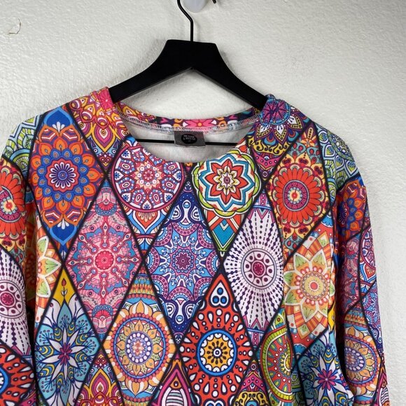 Mr. Gugu & Miss Go Sweatshirt  Women's Tunic Multicolor Size 4XL Stained Glass - Picture 4 of 8